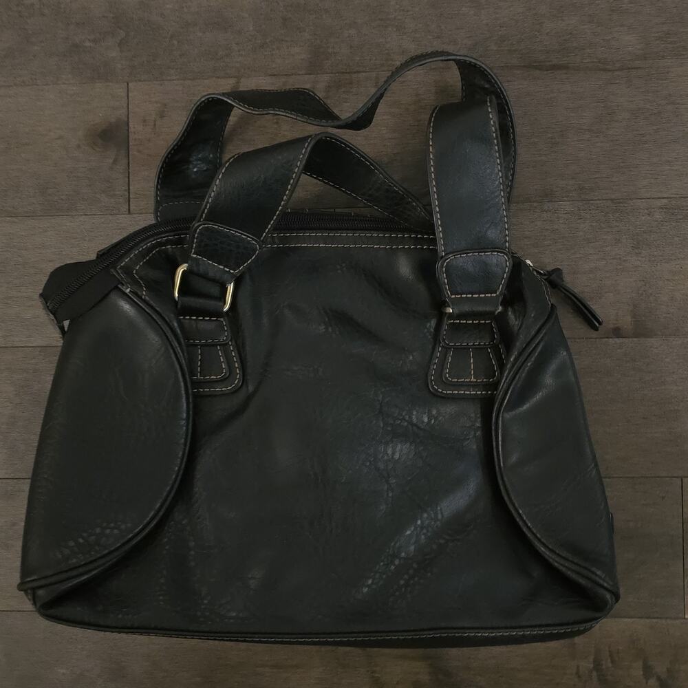 Vintage 90s Y2K TOMMY HILFIGER Leather Satchel Handbag Shoulder Bag BLACK - Picture 6 of 10